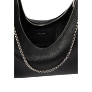 Black textured leather Calvin Klein hobo bag with silver chain strap and zip pocket for stylish daily use
