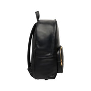 Calvin Klein schwarzer Lederrucksack mit goldfarbenen Reißverschlusstaschen und Akzenten