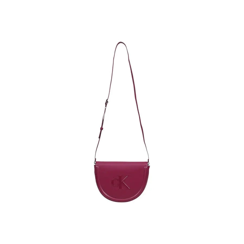 Calvin Klein Bordeaux magenta leather crossbody bag for women with minimalist ck logo on the front