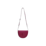 Calvin Klein Bordeaux magenta leather crossbody bag for women with minimalist ck logo on the front