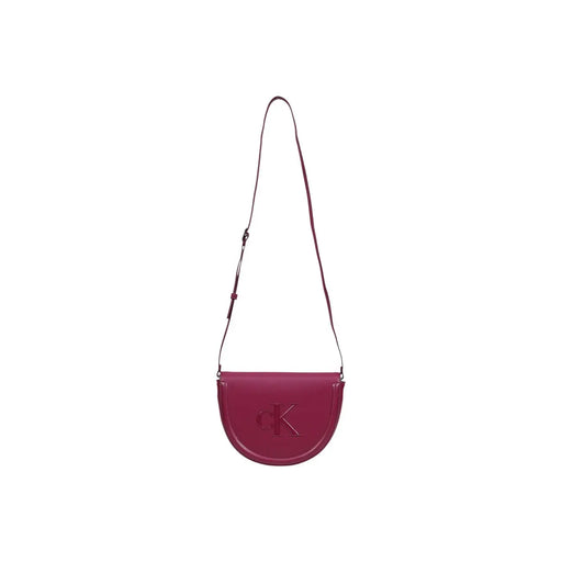 Calvin Klein Bordeaux magenta leather crossbody bag for women with minimalist ck logo on the front