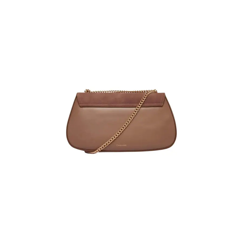 Calvin Klein braune Lederclutch mit goldenem Kettenriemen und Fach