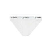 White calvin klein girls briefs with black logo band made of cotton and modal blend for comfortable wear