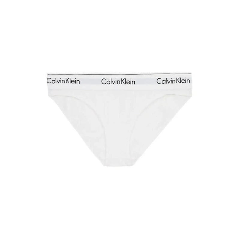 White calvin klein girls briefs with black logo band made of cotton and modal blend for comfortable wear