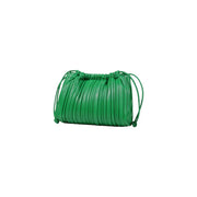 Calvin Klein green polyurethane shoulder bag for women with vibrant green pleated leather and drawstring clutch design