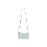 A light mint green Calvin Klein polyurethane crossbody shoulder bag with zip pockets and a matching minimalist strap