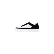 Calvin Klein Jeans black and white low-top sneakers for men with suede upper, contrasting panels, and chunky rubber sole