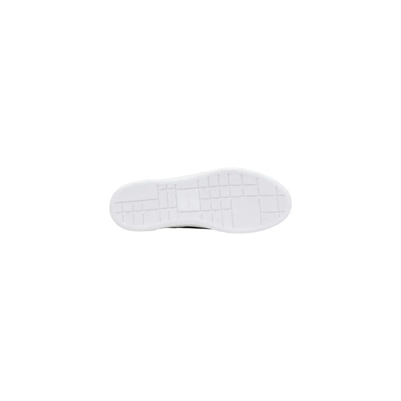 White rubber sole with grid pattern of calvin klein jeans black leather sneakers for men