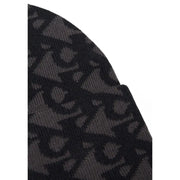 Black and gray camouflage beanie hat with a textured pattern.