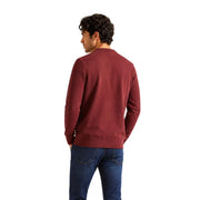Calvin Klein Jeans-Baumwollpullover für Herren in Bordeauxrot mit langen Ärmeln und Rundhalsausschnitt, Vorderansicht