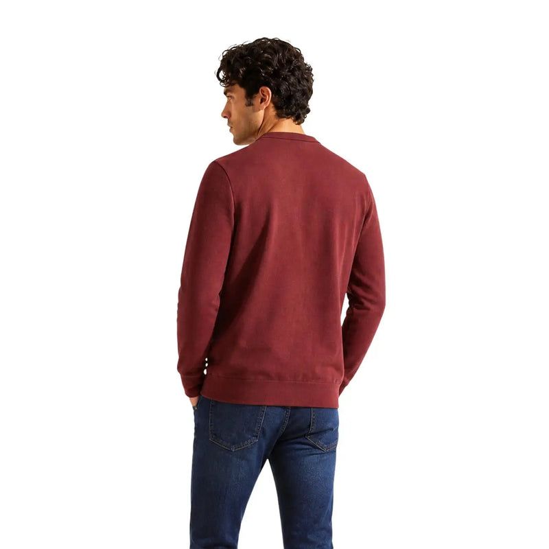 Calvin Klein Jeans-Baumwollpullover für Herren in Bordeauxrot mit langen Ärmeln und Rundhalsausschnitt, Vorderansicht