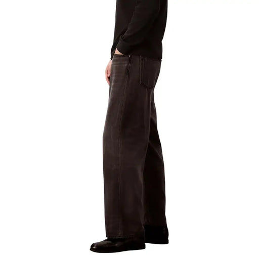 Calvin Klein Jeans Schwarze Herren-Baggy-Jeans aus Lyocell-Viskose mit dunkelgrauem, weitem Bein und lockerer Passform