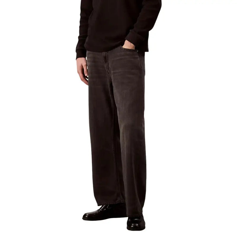 Calvin Klein Jeans Baggy-Jeans für Herren aus dunkelgrauem Lyocell-Viskose-Denim mit weitem Bein und dezenter Waschung