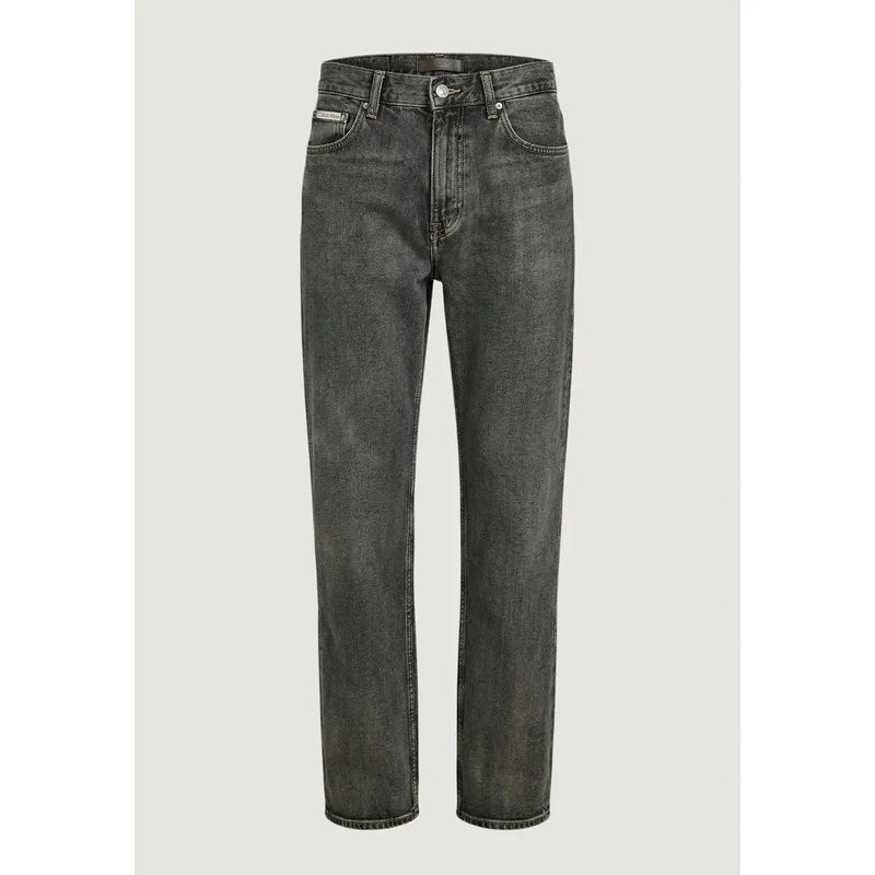 Calvin Klein Jeans men dark gray denim jeans with straight-leg cut and classic five-pocket design