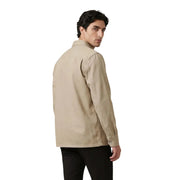 Calvin Klein Jeans men shirt beige cotton button-up with classic collar and long sleeves