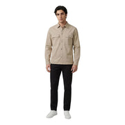 Beige Calvin Klein Jeans men long-sleeved button-up shirt with two chest pockets and subtle logo on left pocket