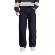Calvin Klein Jeans Schwarze Herren-Jeans aus Baumwolle mit dunkler Waschung, lässigem geradem Bein und klassischem Fünf-Taschen-Design