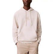 Beige Calvin Klein Hoodie aus Baumwolle mit dezentem, gesticktem Logo und passenden Kordelzügen für die Freizeit.