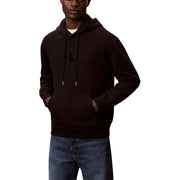 Calvin Klein Jeans Herren-Sweatshirt aus schwarzer Baumwolle mit Rundhalsausschnitt, dezentem gesticktem Logo und passenden Kordelzügen