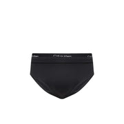 Calvin Klein Jeans Schwarze Herren-Badehose mit doppeltem Bund und weißem Logostreifen im klassischen Design