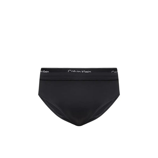 Calvin Klein Jeans men black double waistband swimwear briefs with white logo band in classic design