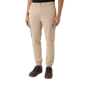 Beige Cargohosen mit elastischem Bund, Kordelzug, Seitentaschen und Bündchen an den Knöcheln – Calvin Klein Jeans Herbst/Winter Baumwollmischgewebe