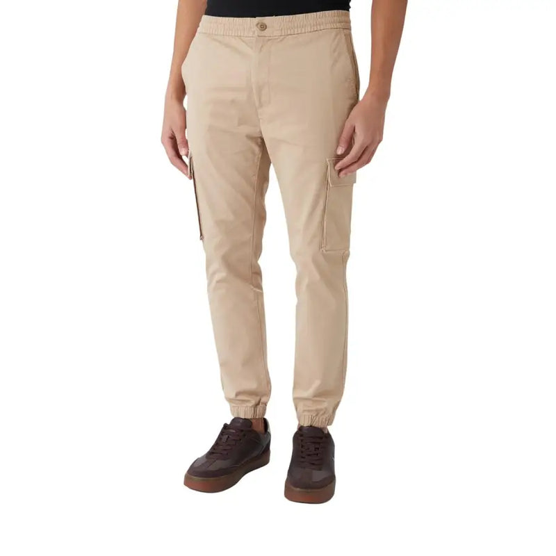 Beige Cargohosen mit elastischem Bund, Kordelzug, Seitentaschen und Bündchen an den Knöcheln – Calvin Klein Jeans Herbst/Winter Baumwollmischgewebe