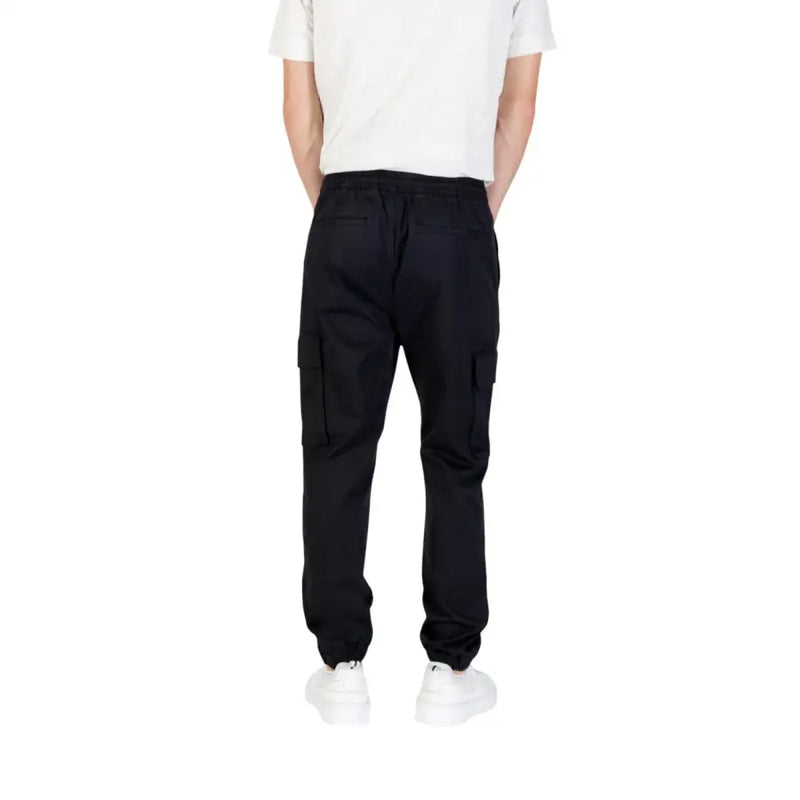 Calvin Klein Herren-Jeans, schwarz, Herbst/Winter, Cargohose aus Baumwollmischgewebe mit elastischem Bund und Seitentaschen