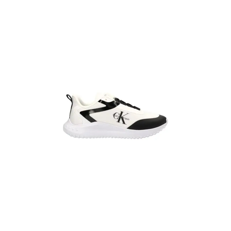 Calvin Klein Jeans Schwarze Herren-Sneaker aus Polyester mit Schnürung, weißen und schwarzen Einsätzen und Logo an der Seite