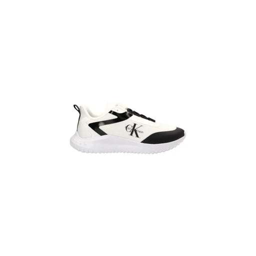 Calvin Klein Jeans Schwarze Herren-Sneaker aus Polyester mit Schnürung, weißen und schwarzen Einsätzen und Logo an der Seite