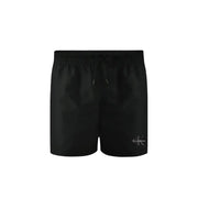 Calvin Klein Jeans Schwarze Herren-Badeshorts aus Polyester mit dezentem, gesticktem Logo am rechten Bein.