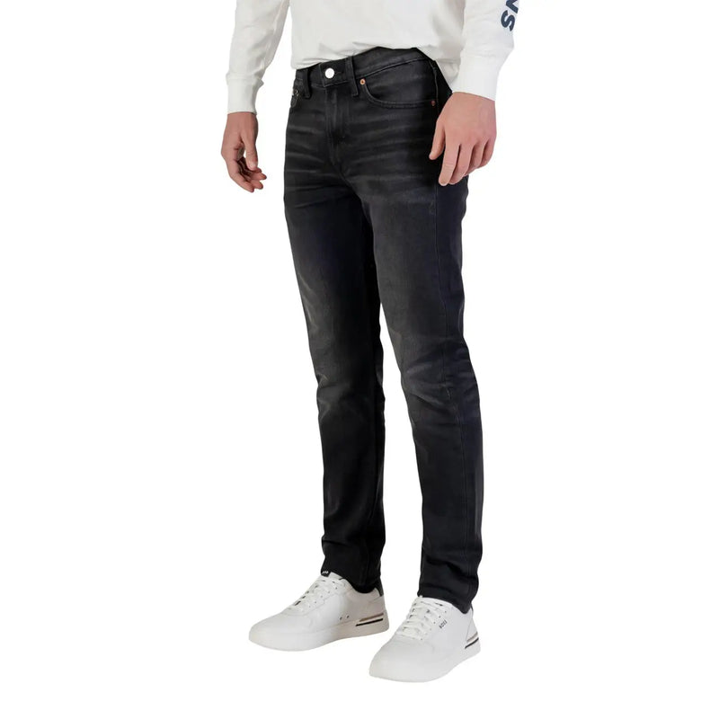 Calvin Klein jeans men black slim-fit cotton denim jeans with subtle faded wash and classic five-pocket design