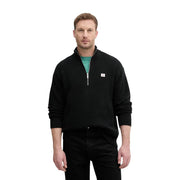 Calvin Klein Jeans men black cotton knitwear sweater with half-zip and small white logo on the chest