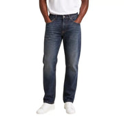 Calvin Klein Jeans Herren-Jeans aus blauem Baumwoll-Denim in dunkler Waschung mit klassischem geradem Bein und sichtbaren Ziernähten