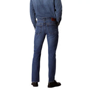 Calvin Klein Jeans Herren-Jeans aus blauem Baumwoll-Denim mit klassischem geradem Bein und brauner Ledergürtelschlaufe