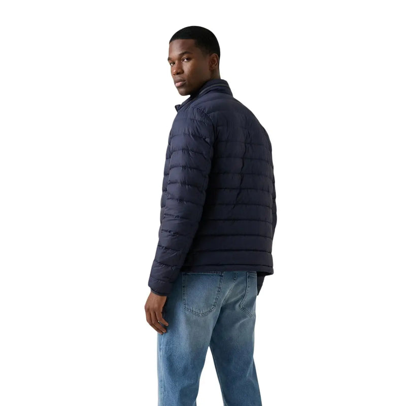marineblaue Steppjacke von Calvin Klein Jeans Herrenjacke mit Reißverschluss und langem Polyesterdesign, Größe L