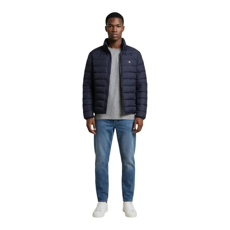 Marineblau gesteppt Calvin Klein Jeans Herren-Steppjacke mit dezentem Logo, Polyester-Reißverschlussjacke, Größe L