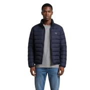 Marineblau gestepptes Polyester Calvin Klein Jeans Herren-Reißverschlussjacke mit kleinem CK-Logo auf der linken Brust, Größe L