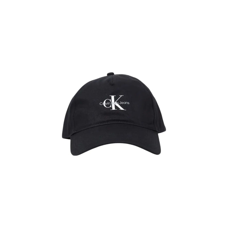 Schwarz Calvin Klein Jeans Verstellbare Baseballkappe aus Baumwolle mit weißem, gesticktem Logo und Schnallenverschluss