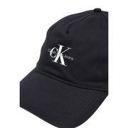 Schwarz Calvin Klein Jeans Herren-Baseballkappe aus Baumwolle mit weißem, gesticktem Logo und verstellbarem Schnallenverschluss