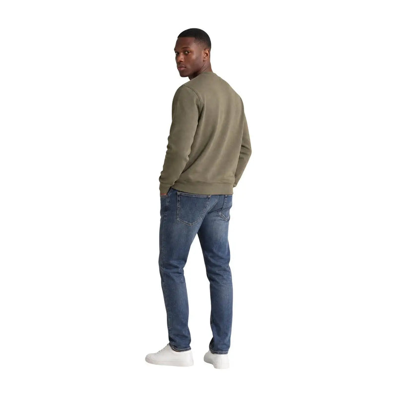 Calvin Klein Jeans Herren-Sweatshirt aus grüner Baumwolle mit Rundhalsausschnitt, dessen Rückseite olivgrün ist