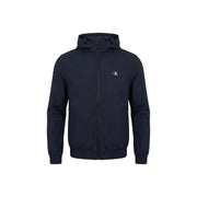 Marineblau Calvin Klein Jeans Herren-Kapuzenjacke mit Reißverschluss aus Polyester mit weißem Logo auf der Brust für die Freizeit