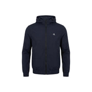 Navy blue Calvin Klein Jeans men hooded zip-up jacket in polyester with white logo on chest for casual wear