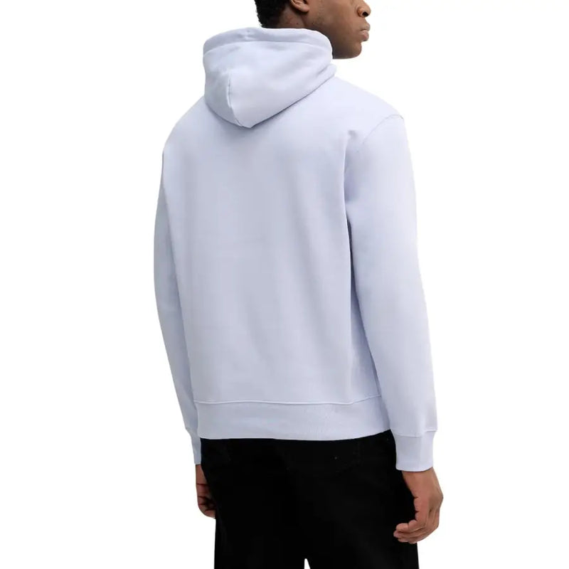 Calvin Klein Jeans Herren-Kapuzenpullover aus hellblauer Baumwolle mit weichem, glattem Stoff und gerippten Bündchen