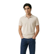 Beigefarbenes Kurzarm-Poloshirt mit dezent gesticktem Logo aus Baumwolle für Herren von Calvin Klein Jeans Größe L