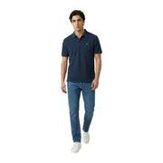 Marineblaues Kurzarm-Poloshirt aus Baumwolle von Calvin Klein Jeans mit kleinem, gesticktem Logo auf der linken Brust, Größe L
