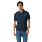 Calvin Klein Jeans Herren-Polohemd, marineblau, kurzärmelig, aus Baumwolle, Größe L, mit kleinem weißen CK-Logo auf der linken Brust.