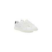 Calvin Klein Jeans Herren-Sneaker aus weißem Leder mit schwarzen Fersenlaschen im minimalistischen Herbst-Winter-Design