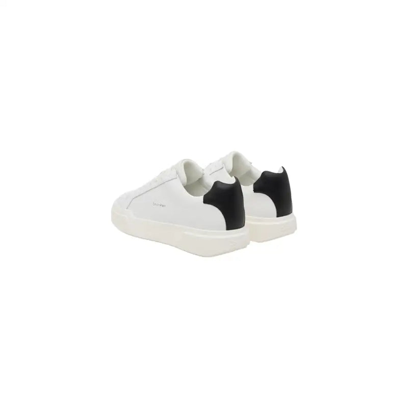 Calvin Klein Jeans Männer niedrig-top Sneaker aus weißem und schwarzem Leder mit minimalistischem Design für Herbst und Winter