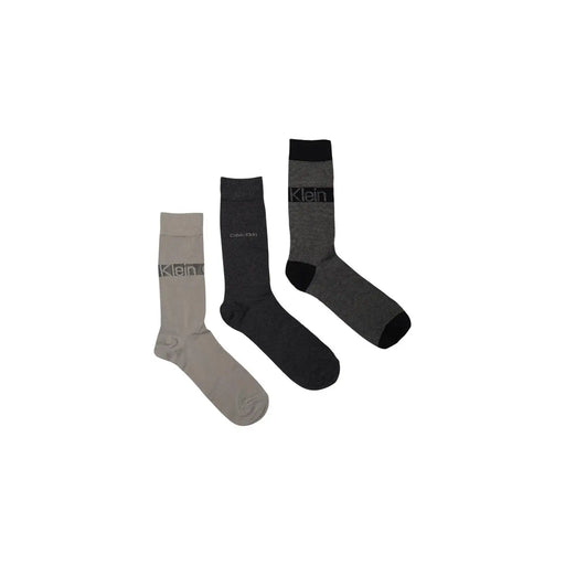 Calvin Klein Jeans Herrensocken-Geschenkbox aus Baumwolle mit drei grauen, schwarzen und dunkelgrauen Socken mit kontrastierender Zehen- und Fersenpartie